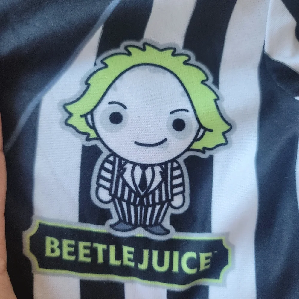 New Beetlejuice Boys Striped  Union Suit  Sleeper Pajamas Size XS 4/5 Hallowen
